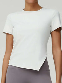 Full Size Slit Round Neck Short Sleeve Active T-Shirt Plus Size 100100177922329 28 Affordable Fashion Under $100 Jerry's Apparel 