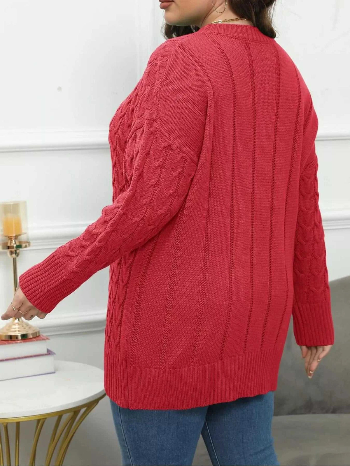 Plus Size Cable Knit Dropped Shoulder Sweater 101002841180880 50 Affordable Fashion Under $100 Jerry's Apparel 