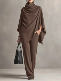 Full Size Turtleneck Poncho and Wide-Leg Pants Set Plus Size 101002605950123 65 Gifts for Her Jerry's Apparel 