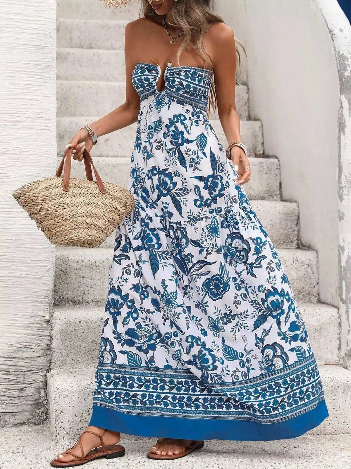 Floral Print Strapless Maxi Dress 100100867114481 42 Affordable Fashion Under $100 Jerry's Apparel 