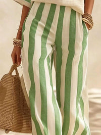 Full Size Striped Half Sleeve Top and Pants Set Plus Size 101001333529279 41 Affordable Fashion Under $100 Jerry's Apparel 