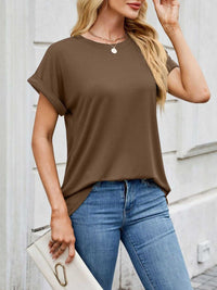 Casual Rolled Sleeve Solid Color T-Shirt 100100517201662 22 Affordable Fashion Under $100 Jerry's Apparel 
