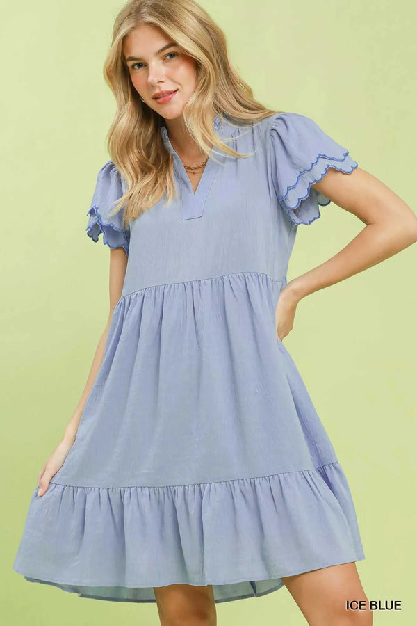 Umgee Scallop Flutter Sleeve Tiered Mini Dress 100100935691497 62 Affordable Fashion Under $100 Jerry's Apparel 