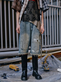 Men's Frayed Hem Denim Shorts