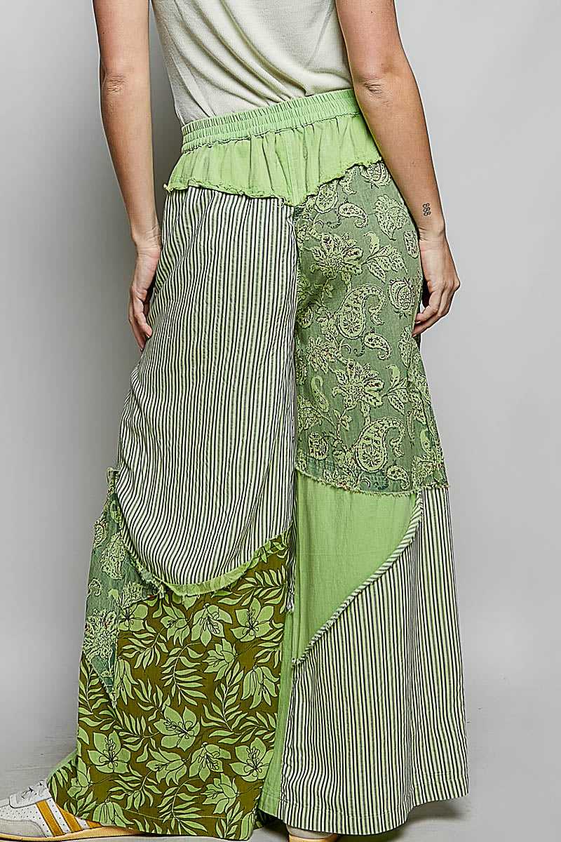 POL Striped Floral Patchwork Wide leg Pants with Side Big Star Patch 100100535141875 59 Affordable Fashion Under $100 Jerry's Apparel 