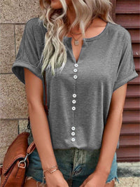 Full Size Decor Button Short Sleeve T-Shirt Plus Size 100100492662512 24 Affordable Fashion Under $100 Jerry's Apparel 