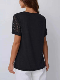 Lace Short Sleeve Round Neck T-Shirt 101001963259093 27 Affordable Fashion Under $100 Jerry's Apparel 
