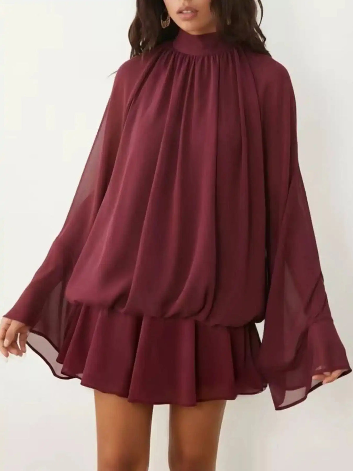 Tie Back Flare Sleeve Mini Dress 101001243212797 45 Affordable Fashion Under $100 Jerry's Apparel 