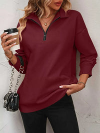 Quarter Zip Dropped Shoulder Sweatshirt 100100362581547 41 Affordable Fashion Under $100 Jerry's Apparel 