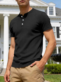Men's Full Size Casual Ribbed Henley T-Shirt Plus Size 100400605279484 23 Affordable Fashion Under $100 Jerry's Apparel 