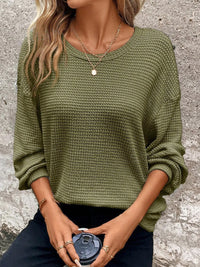 Plus Size Relaxed Fit Waffle Knit Round Neck T-Shirt