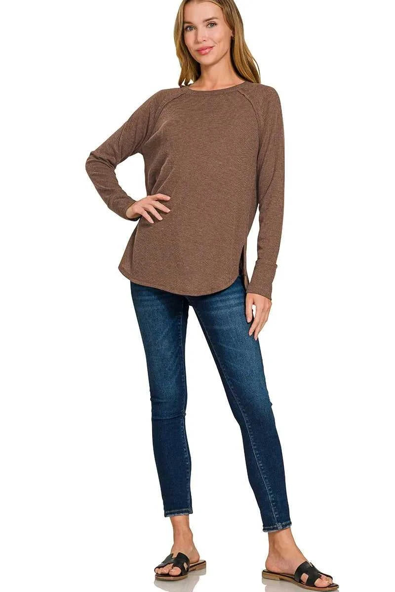 Zenana Baby Waffle Long Sleeve Top 100100667571088 21 Affordable Fashion Under $100 Jerry's Apparel 