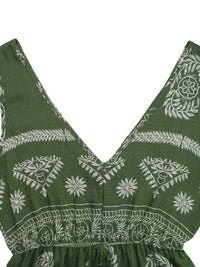 Printed V-Neck Sleeveless Dress