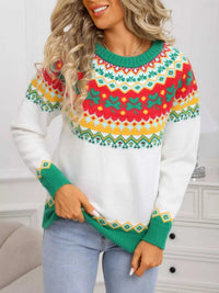 Clover Pattern Round Neck Knitted Sweater 100100324536502 52 Affordable Fashion Under $100 Jerry's Apparel 