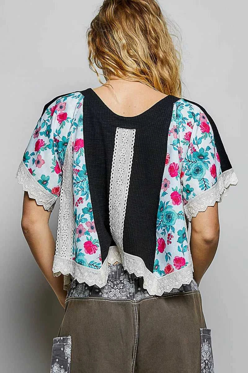POL Round Neck Ribbed Cropped Top with Lace Detail 100100817091238 59 Affordable Fashion Under $100 Jerry's Apparel 