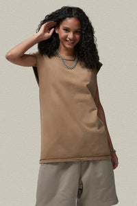 Men's Washed Round Neck Sleeveless Top