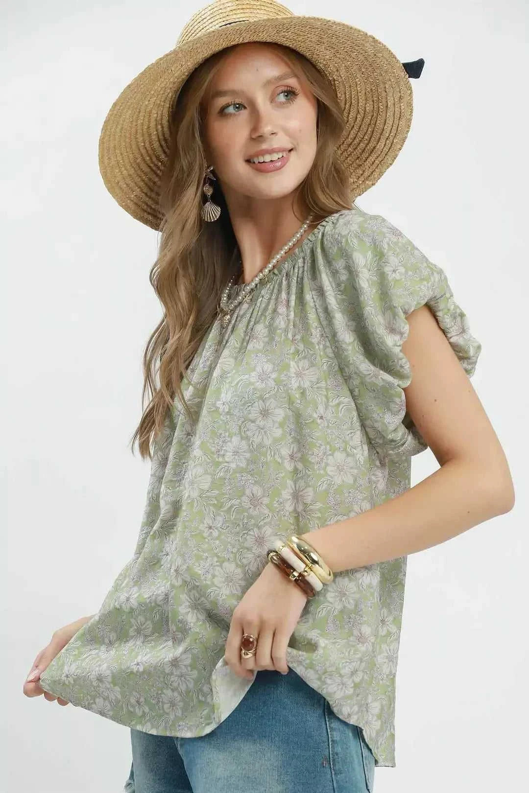 Umgee Floral Puff Sleeve Blouse 100100619591928 47 Affordable Fashion Under $100 Jerry's Apparel 
