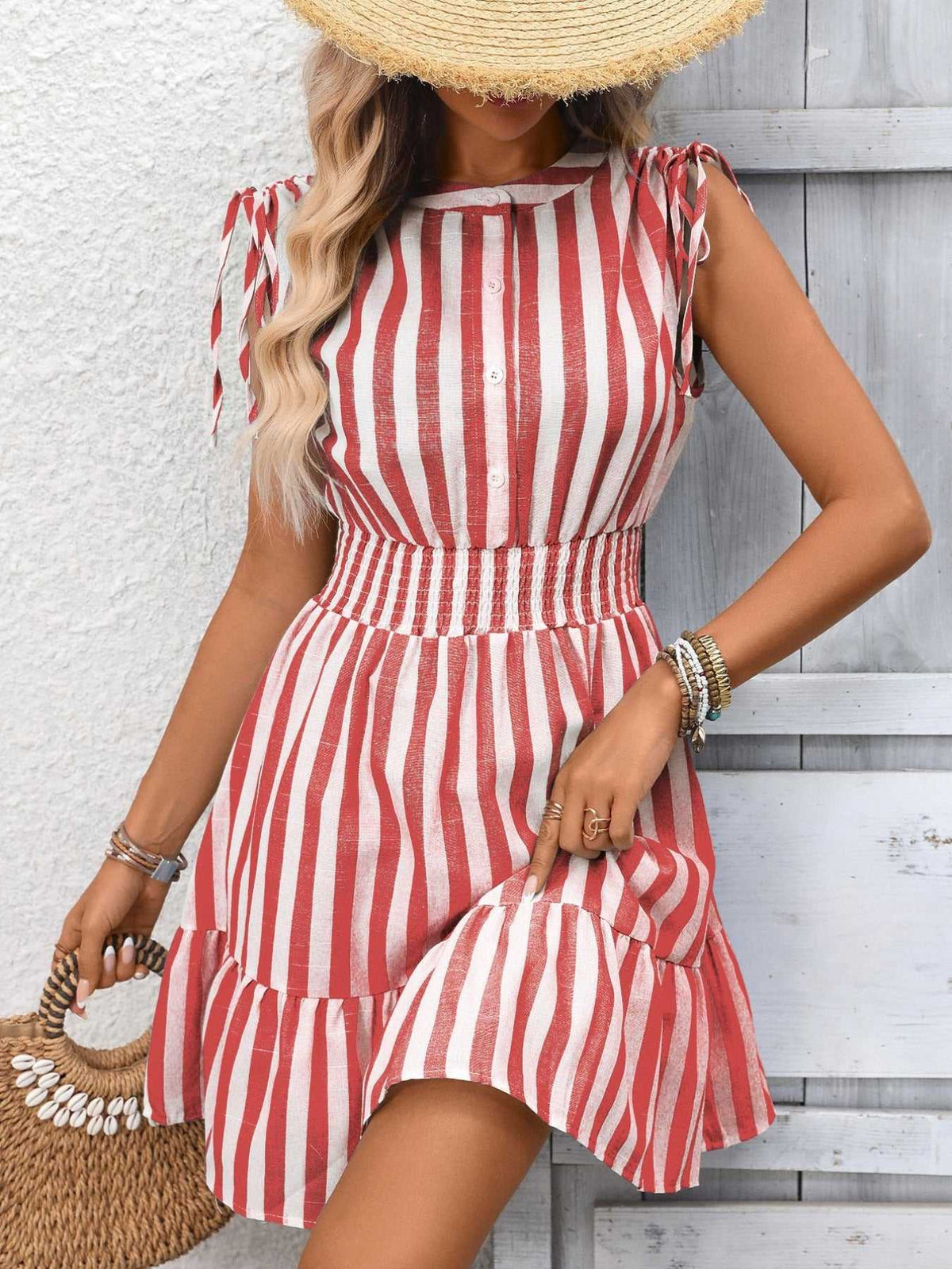 Striped Ruffle Hem Summer Dress 100100817311955 33 Affordable Fashion Under $100 Jerry's Apparel 