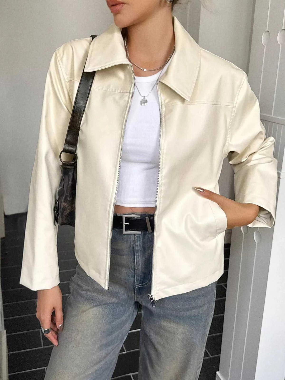 Zip Up Leather Jacket 100100499442558 99 Affordable Fashion Under $100 Jerry's Apparel 