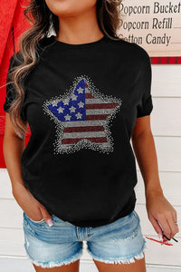 Star Round Neck Short Sleeve T-Shirt