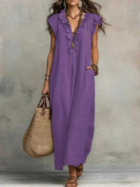 Ruffled V-Neck Maxi Dress 100100710285822 31 Affordable Fashion Under $100 Jerry's Apparel 