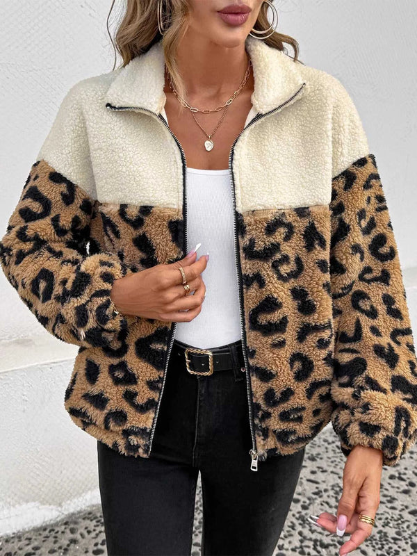 Leopard Zip Up Fleece Jacket 100100923766878 64 Affordable Fashion Under $100 Jerry's Apparel 