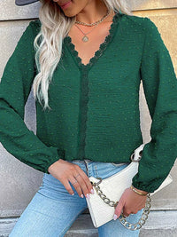Lace Detail V-Neck Long Sleeve Blouse 100100219485344 33 Affordable Fashion Under $100 Jerry's Apparel 