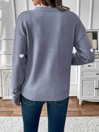Heart V-Neck Long Sleeve Sweater 100100348759544 46 Affordable Fashion Under $100 Jerry's Apparel 