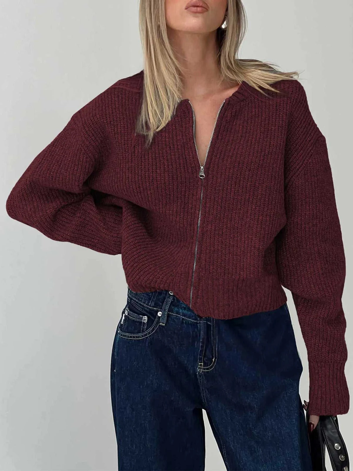 Zip Up Long Sleeve Cardigan 100100441902205 59 Affordable Fashion Under $100 Jerry's Apparel 