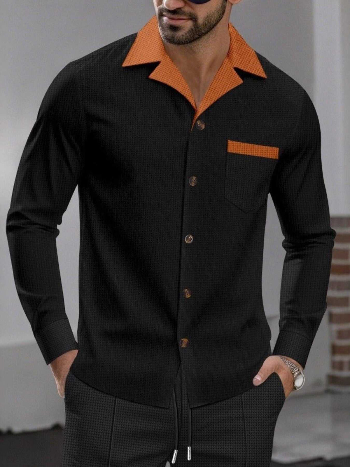 Men's Full Size Contrast Collar Button Up Shirt Plus Size 100400903215815 39 Affordable Fashion Under $100 Jerry's Apparel 
