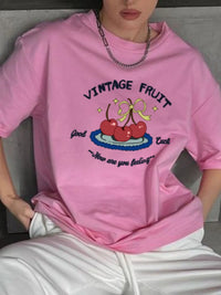 Plus Size Fruit Graphic Round Neck T-Shirt