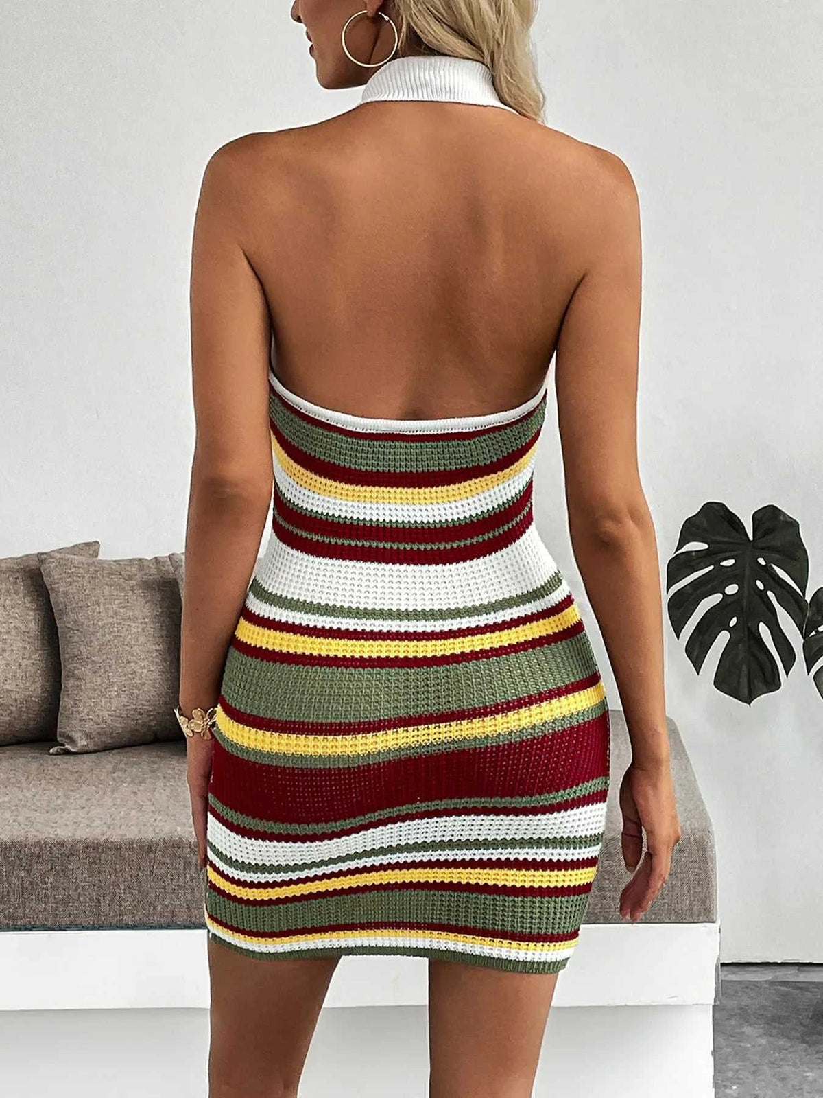 Multi-Color Striped Halter Neck Knit Sweater Dress 100100535429722 41 Affordable Fashion Under $100 Jerry's Apparel 