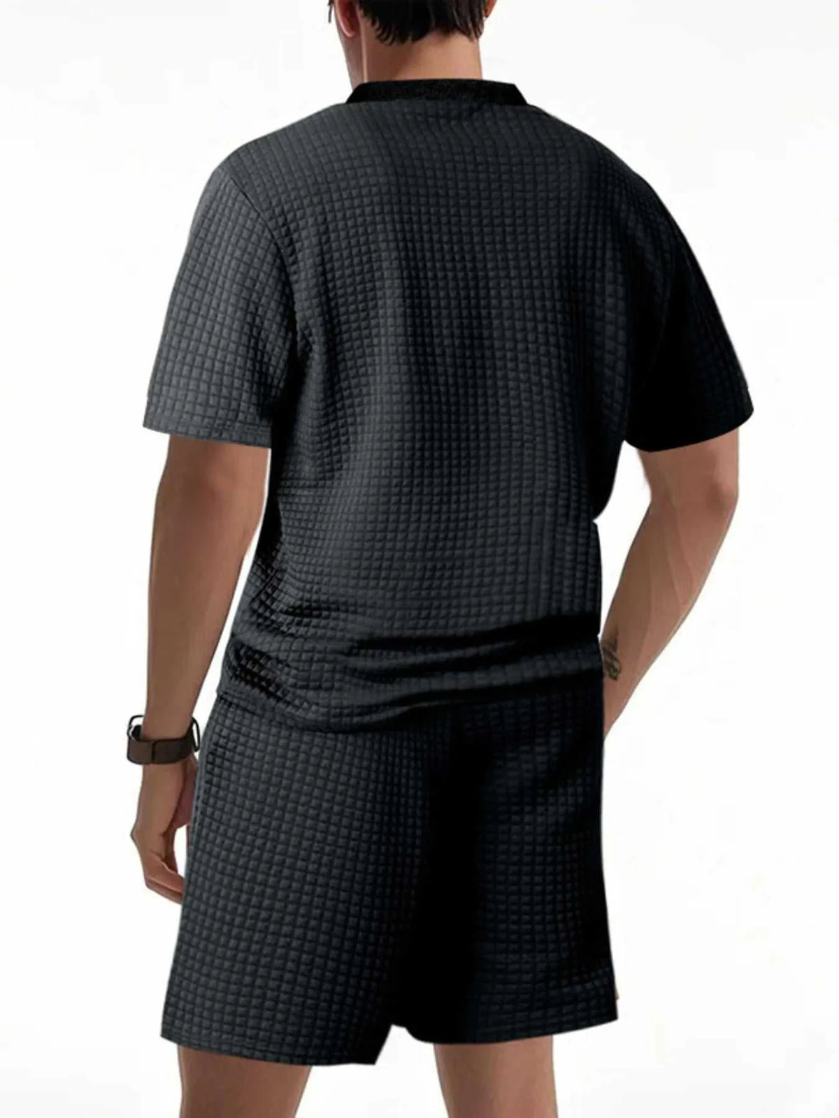 Men's Full Size Textured Round Neck Top and Shorts Set Plus SIze 100400215692578 39 Affordable Fashion Under $100 Jerry's Apparel 
