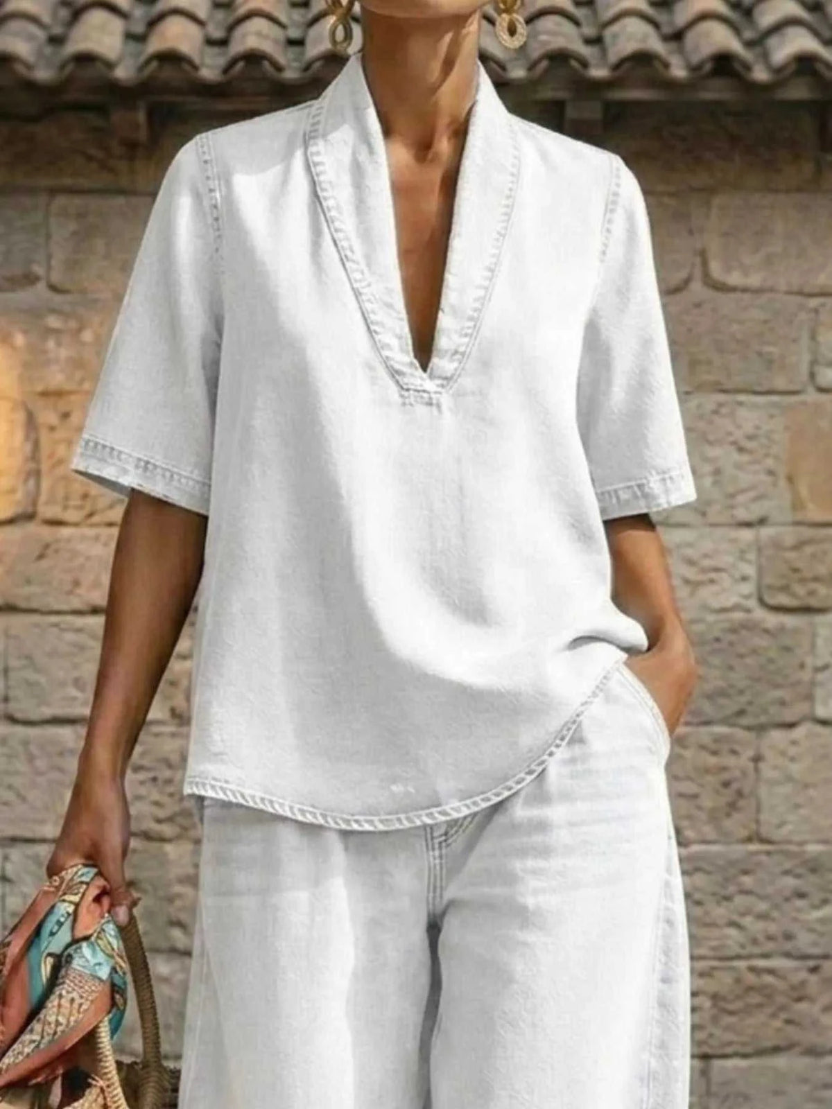 Full Size Half Sleeve Top and Wide Leg Pants Set Plus Size 100100993436564 63 Affordable Fashion Under $100 Jerry's Apparel 