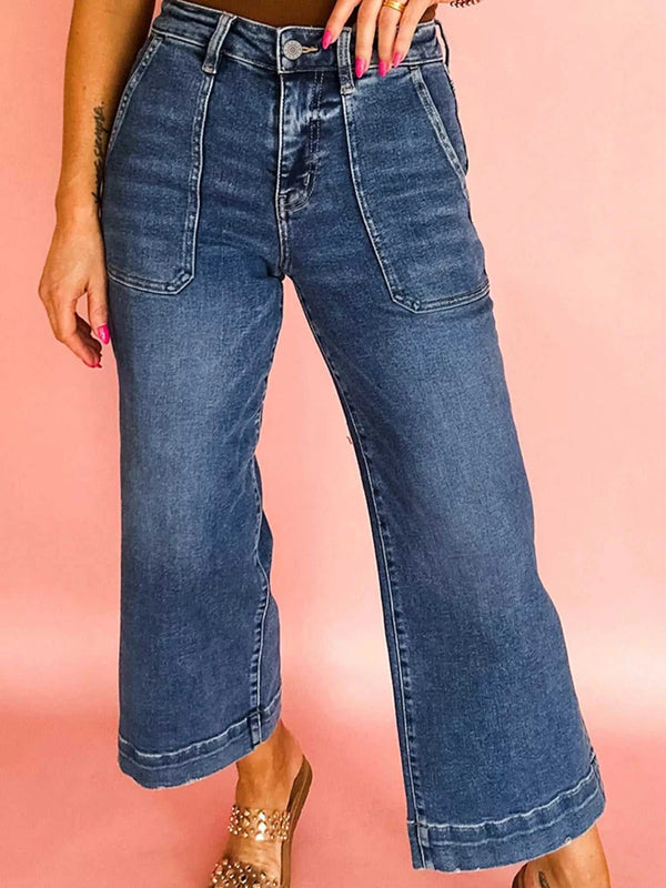 Cropped High Rise Wide Leg Jeans 100100466718541 64 Seasonal Fashion Collections Jerry's Apparel 
