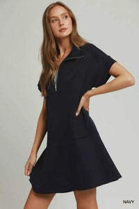 Umgee Collared Quarter Zip Dress with Size Pocket 100100208331613 53 Affordable Fashion Under $100 Jerry's Apparel 