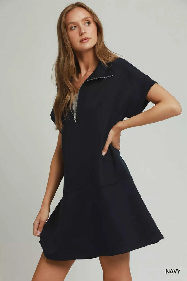 Umgee Collared Quarter Zip Dress with Size Pocket 100100208331613 53 Affordable Fashion Under $100 Jerry's Apparel 