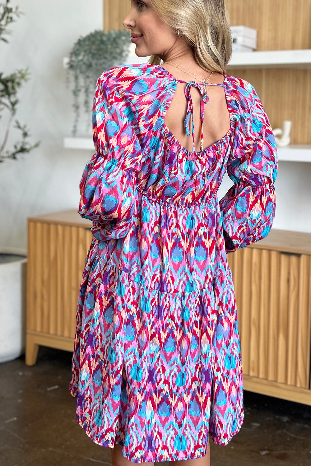 Full Size Printed Long Sleeve Dress