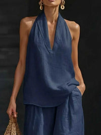 Full Size Halter Neck Top and Wide Leg Pants Set Plus Size 100100162890040 46 Affordable Fashion Under $100 Jerry's Apparel 