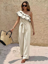 Ruffle One-Shoulder Wide Leg Jumpsuit 100100703693964 42 Affordable Fashion Under $100 Jerry's Apparel 
