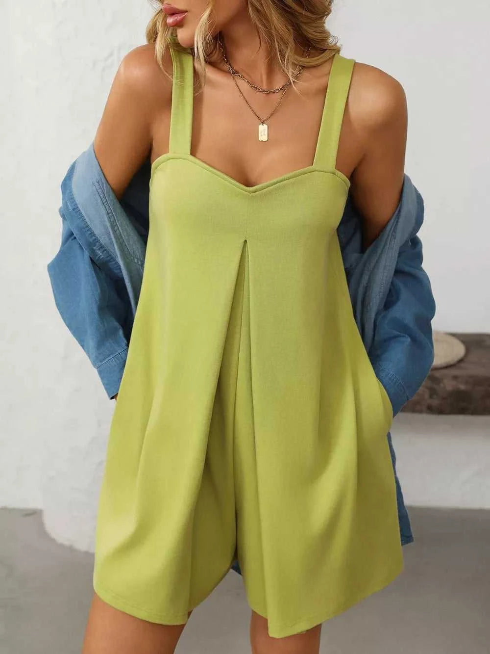 Mandy Sweetheart Neck Wide Strap Romper with Pockets 100100323171551 26 Affordable Fashion Under $100 Jerry's Apparel 
