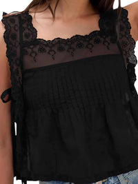 Lace-Trimmed Eyelet Square Neck Top 100100853981387 43 Affordable Fashion Under $100 Jerry's Apparel 