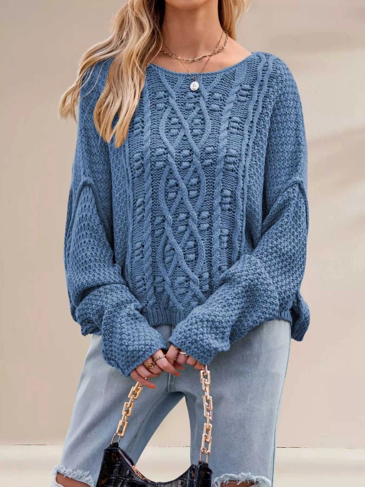 Cable Knit Dropped Shoulder Sweater 100100337070242 47 Affordable Fashion Under $100 Jerry's Apparel 