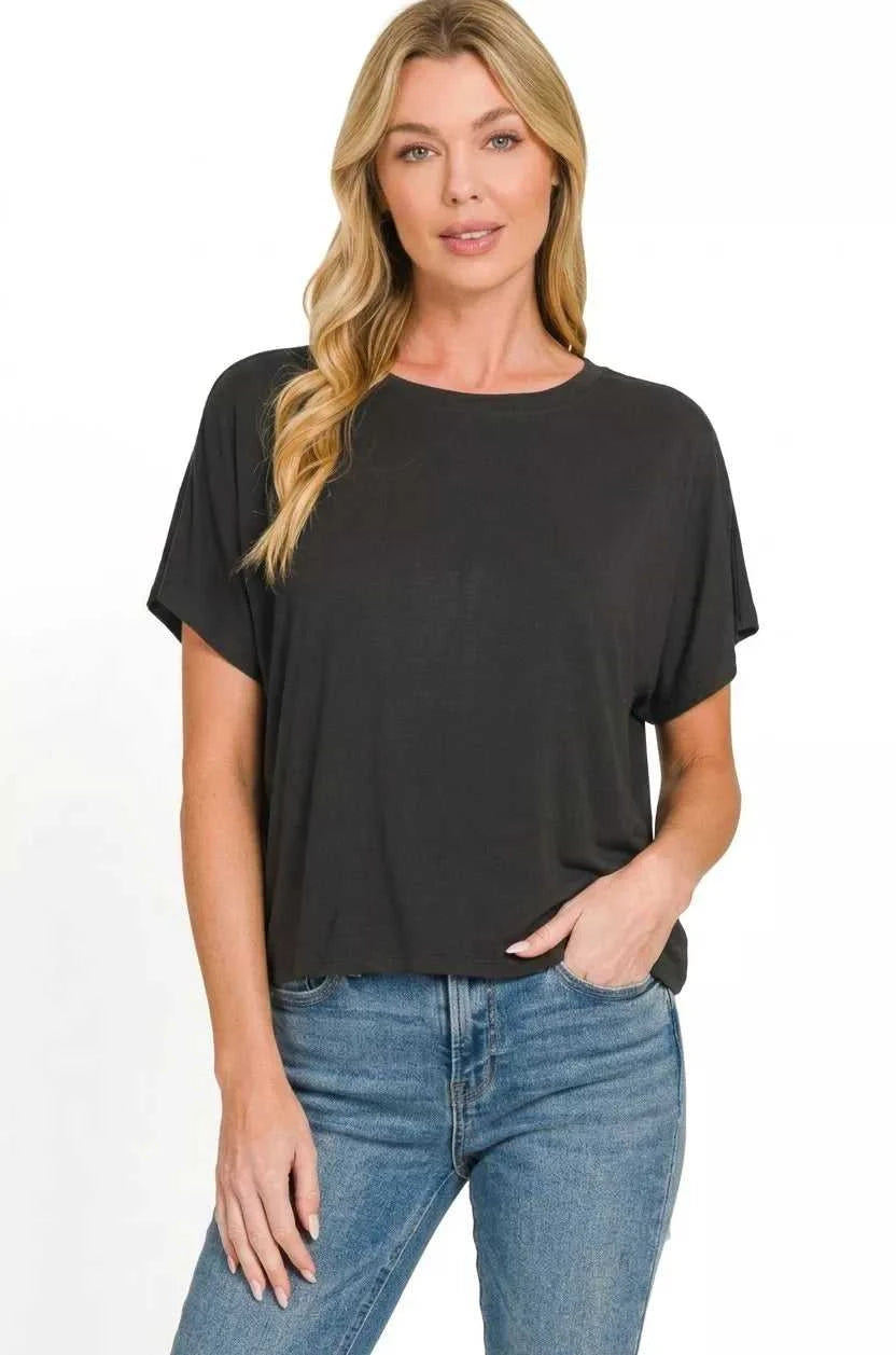 Zenana Round Neck Short Sleeve Cropped T-Shirt 100100475311872 22 Affordable Fashion Under $100 Jerry's Apparel 