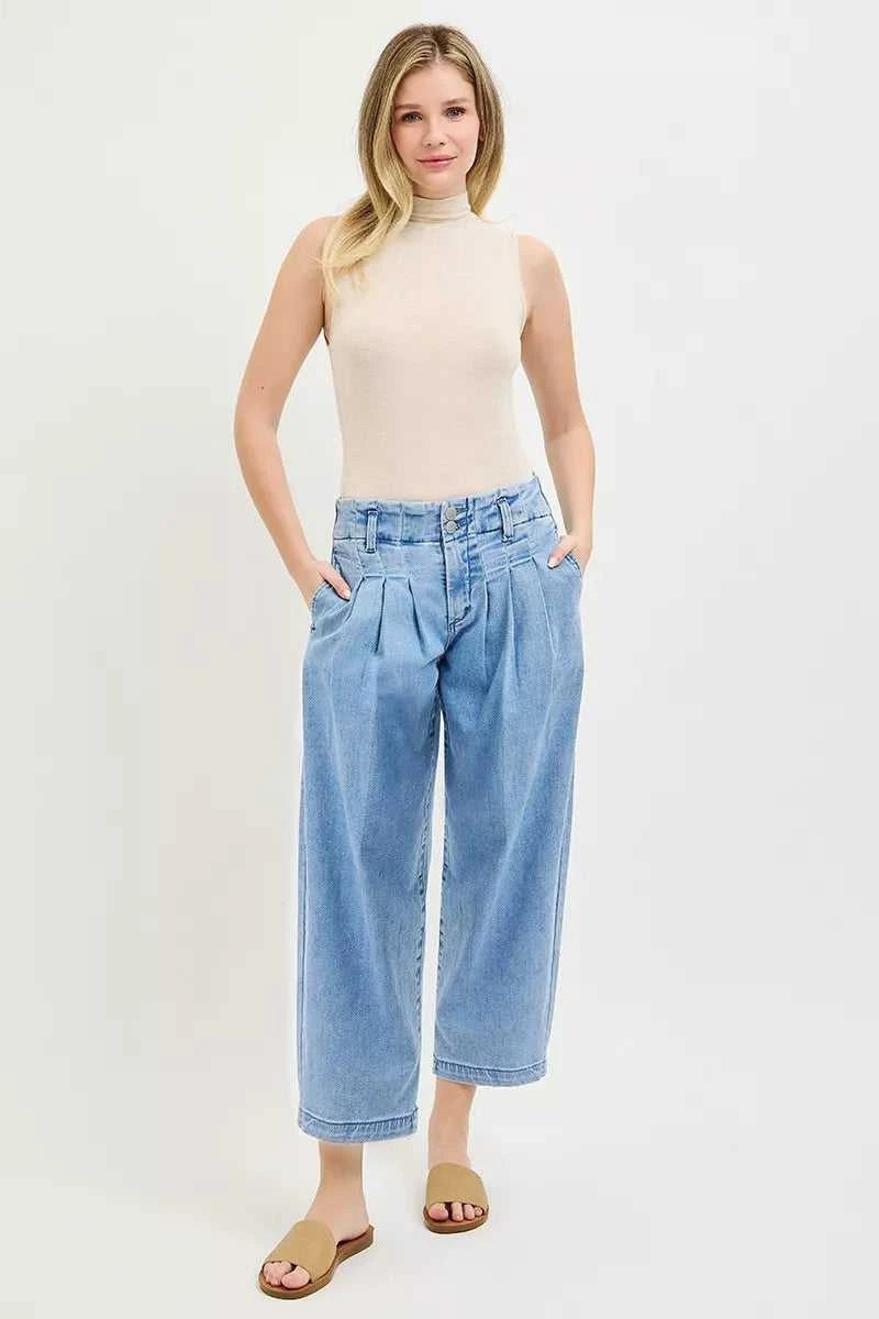 RISEN Slouchy Crop Barrel Pleated Jeans 100100448461045 67 Affordable Fashion Under $100 Jerry's Apparel 