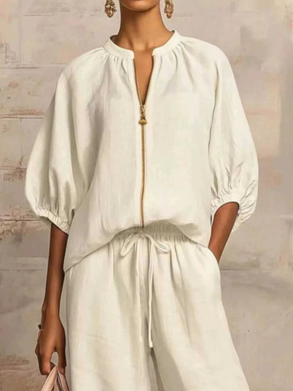 Full Size Zip-Front Top and Wide-Leg Pants Set Plus Size 101001746488777 43 Affordable Fashion Under $100 Jerry's Apparel 