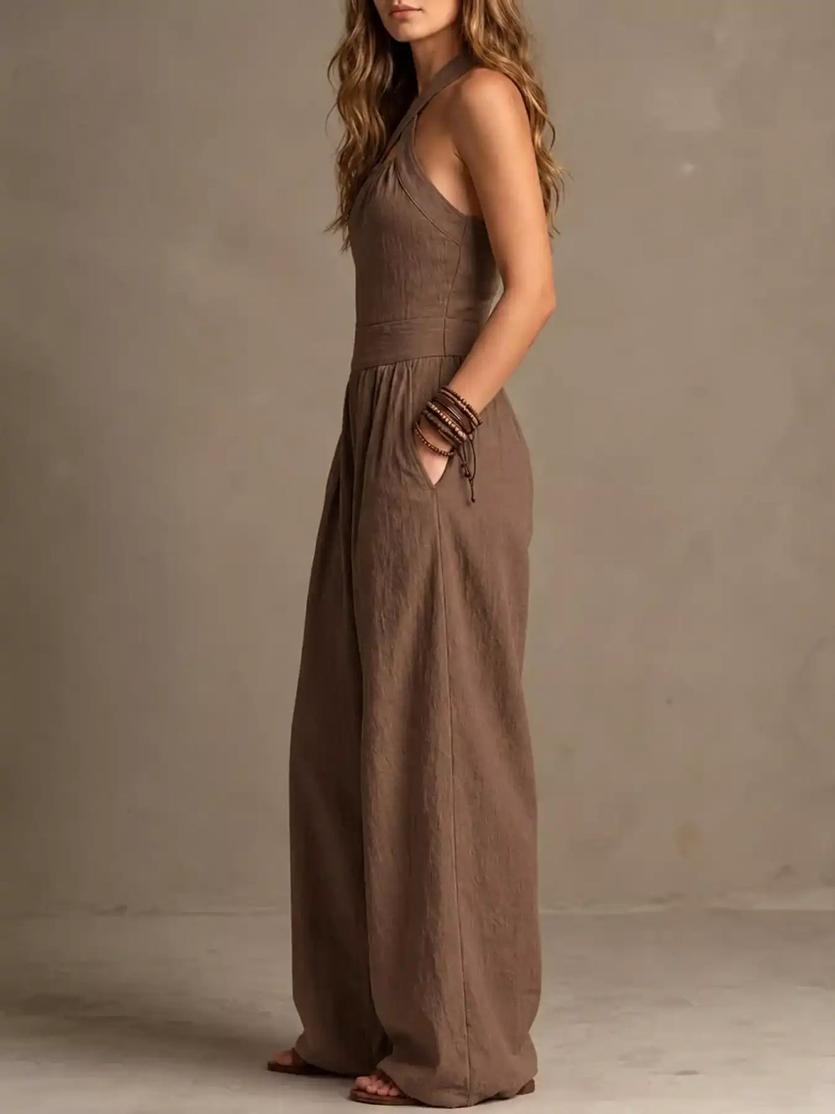 Full Size Halter Neck Wide-Leg Jumpsuit Plus Size 101001857800379 54 Affordable Fashion Under $100 Jerry's Apparel 