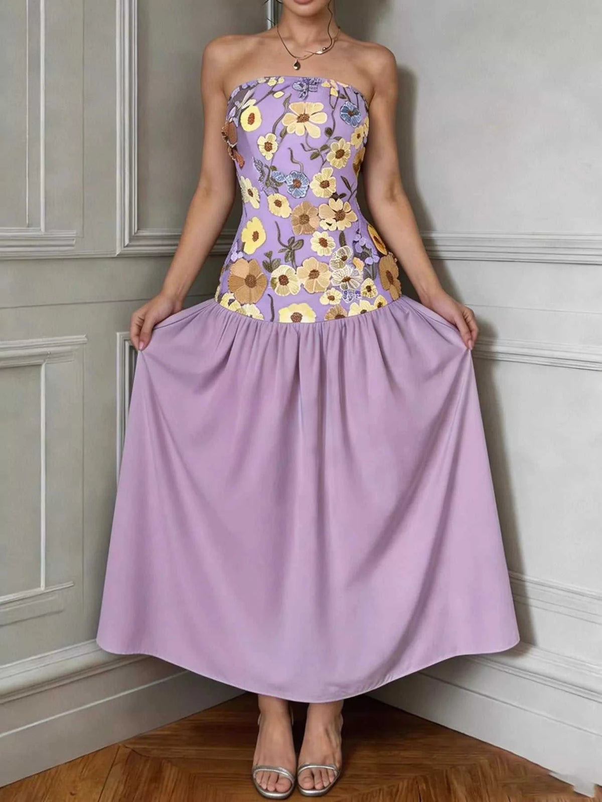 Floral Embroidered Tube Maxi Dress 100100256708656 41 Affordable Fashion Under $100 Jerry's Apparel 