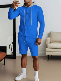 Men's Full Size Casual Hooded Button-Up Top and Shorts Set Plus Size 100400355175188 41 Affordable Fashion Under $100 Jerry's Apparel 