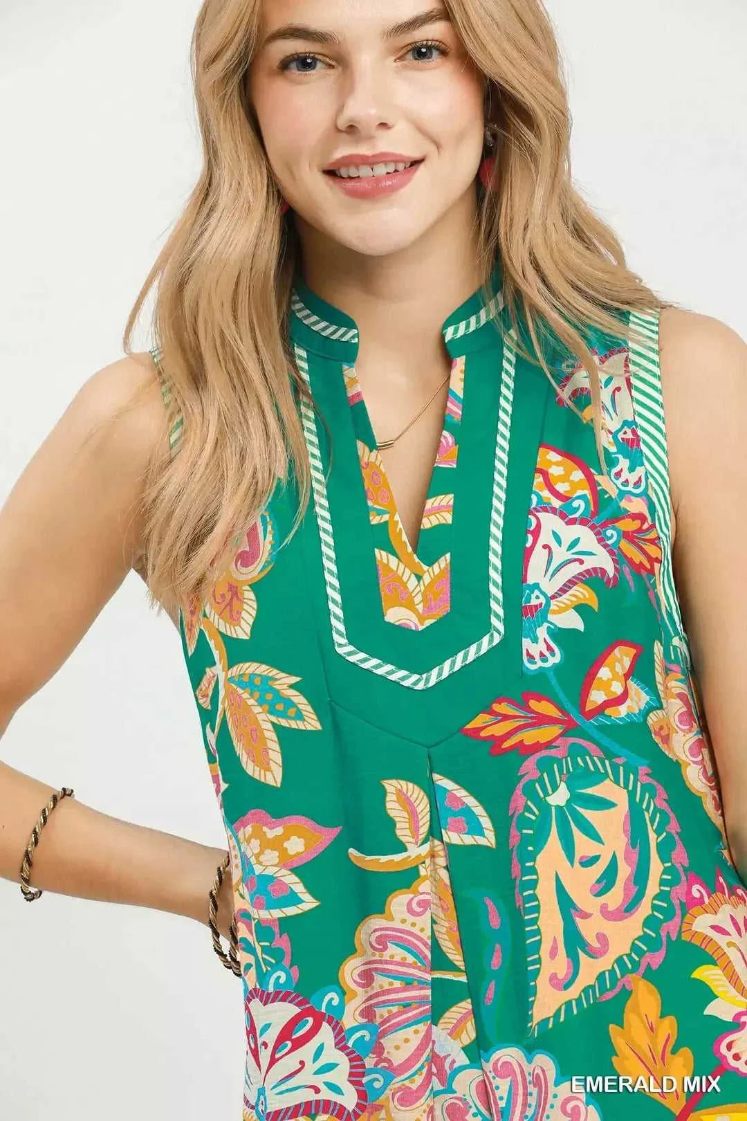 Umgee Paisley Floral Sleeveless Midi Dress 100100180051499 66 Affordable Fashion Under $100 Jerry's Apparel 